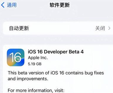巧家苹果手机维修分享iOS16 Beta4 更新内容及升级建议 