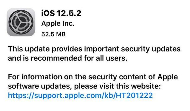 巧家苹果手机维修分享iOS12.5.2发布，建议所有老苹果用户安装 